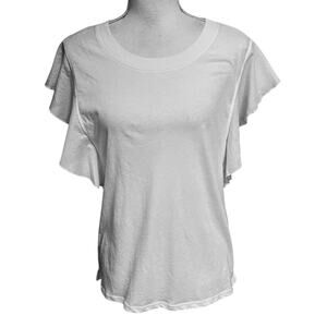 ATM Size M Ruffle Sleeve Tee T Shirt White Crewneck